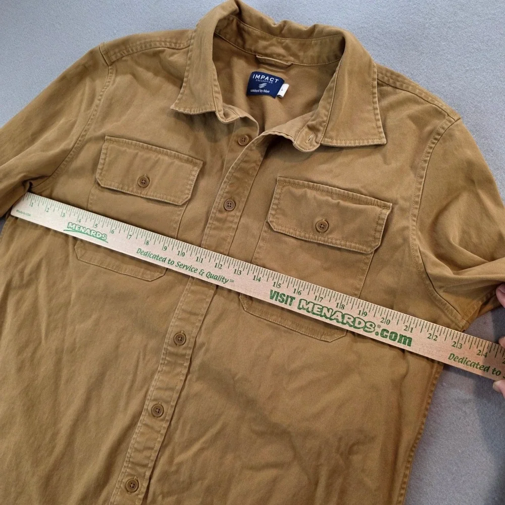 United By Blue Impact Collection Tan Button Down Shirt Jacket Organic Workwear L
